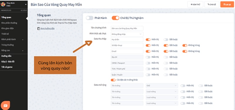 Tạo vòng quay may mắn online với Woay bước 2