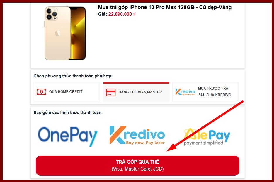 Trả góp qua thẻ tín dụng