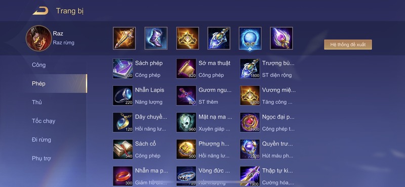 lên đồ raz tướng đi Rừng Liên Quân