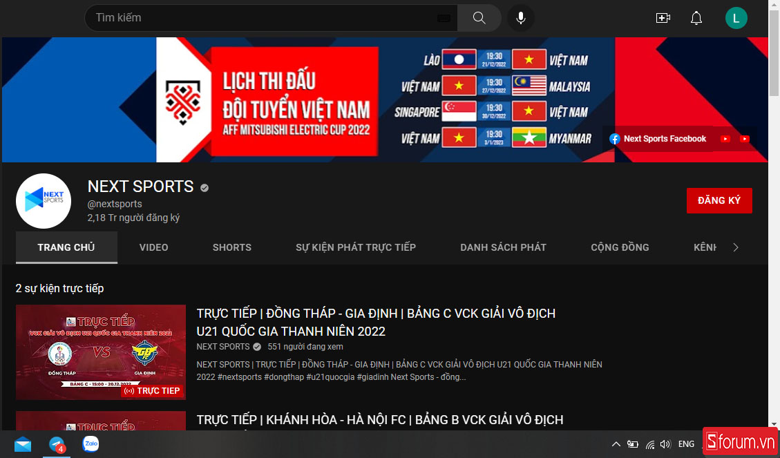 Xem AFF Cup 2022 trên nền tảng Facebook và YouTube của Next Media