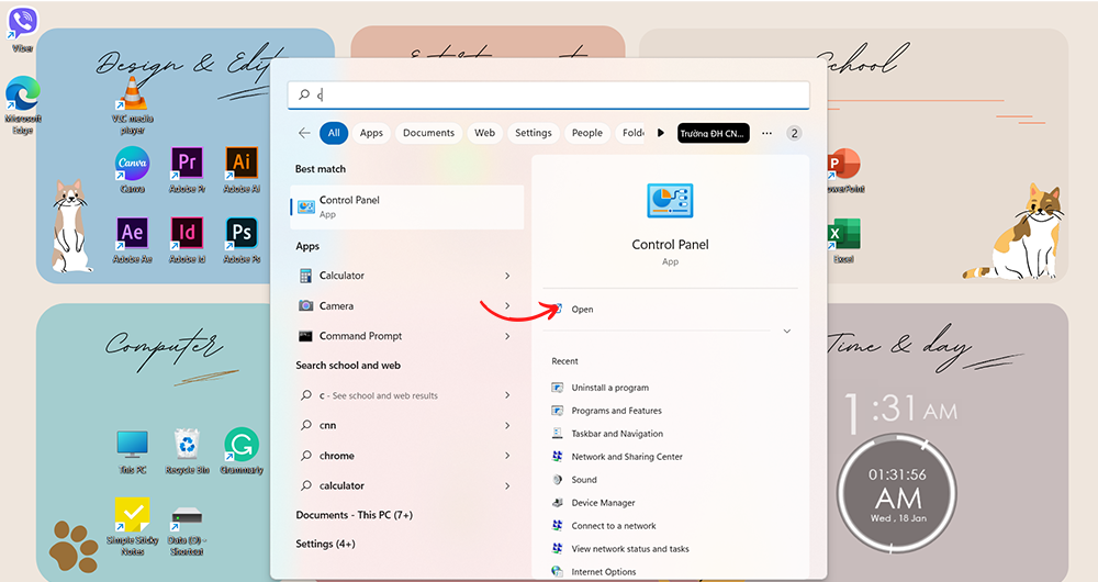 Cách mở bàn phím ảo trên laptop bằng Control Panel - Bước 1 