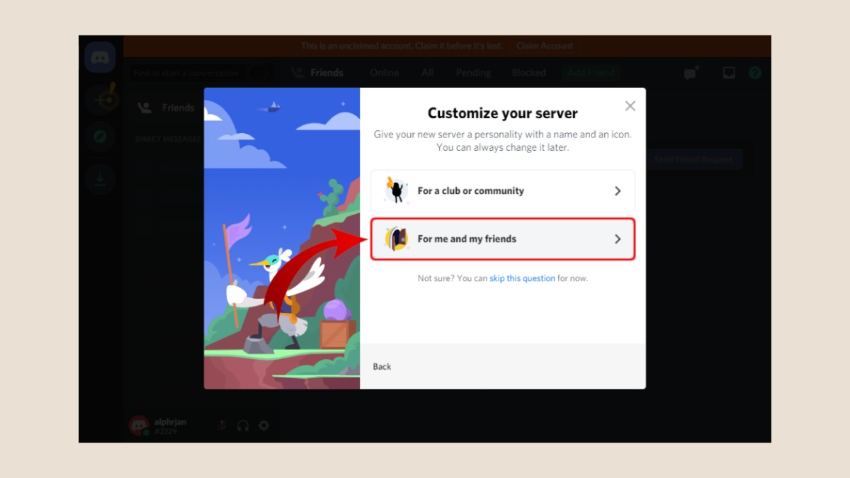 Cách tạo server Discord mời bạn bè tham gia bước 2