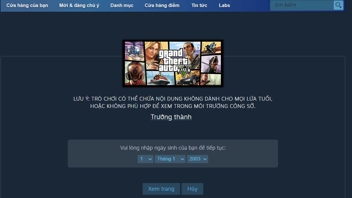 tải Grand Theft Auto V miễn phí bằng Steam