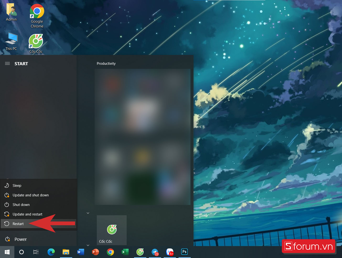 Khởi động lại laptop