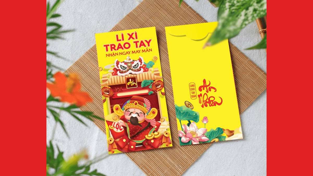 Bao lì xì hình thần tài tết 2023