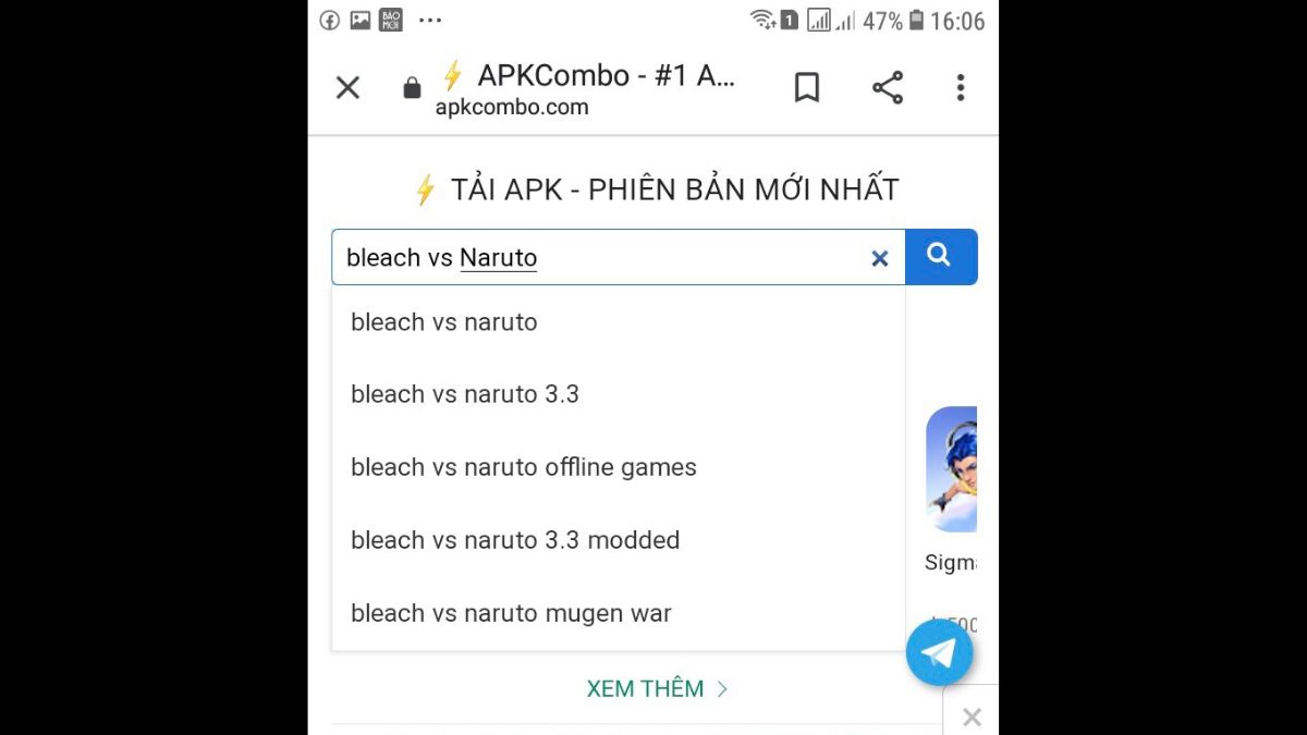 tải Bleach vs Naruto 3.3 trên Android