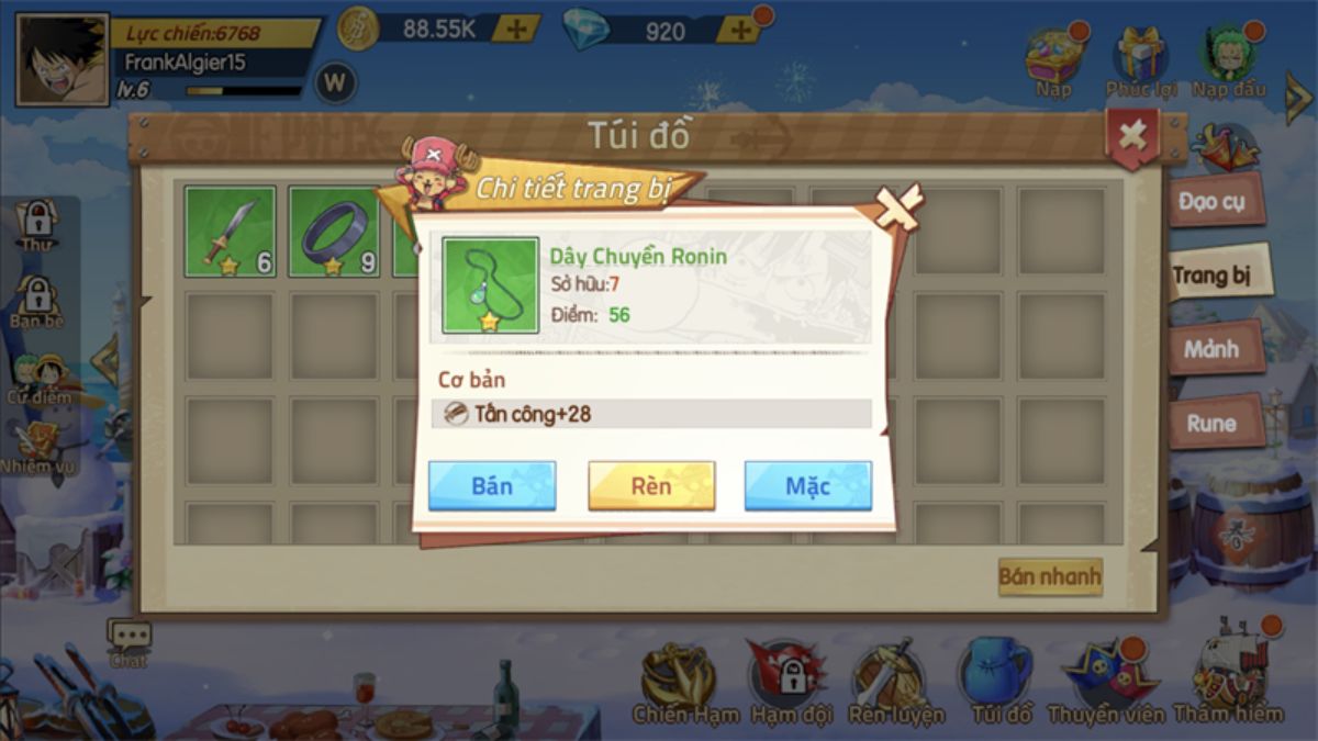 Kho trang bị phong phú trong Haki Legend