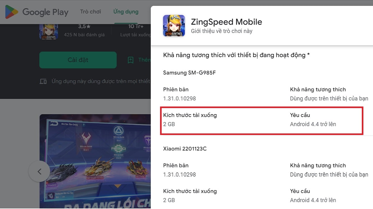 Cấu hình tải Zingspeed Mobile