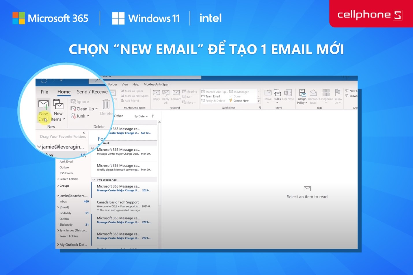 Các bước để tạo email trên Outlook