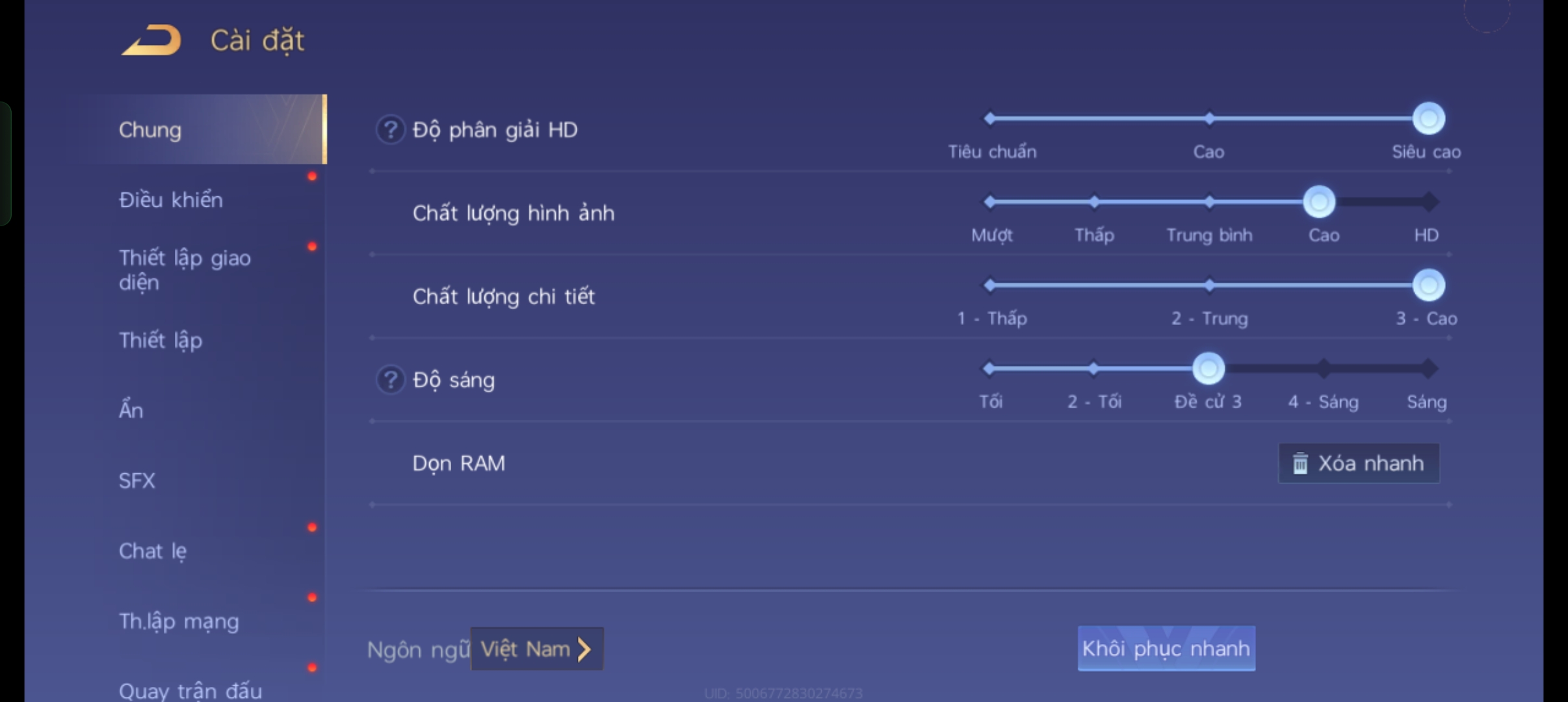 Liên quân trên Reno8 T 5G