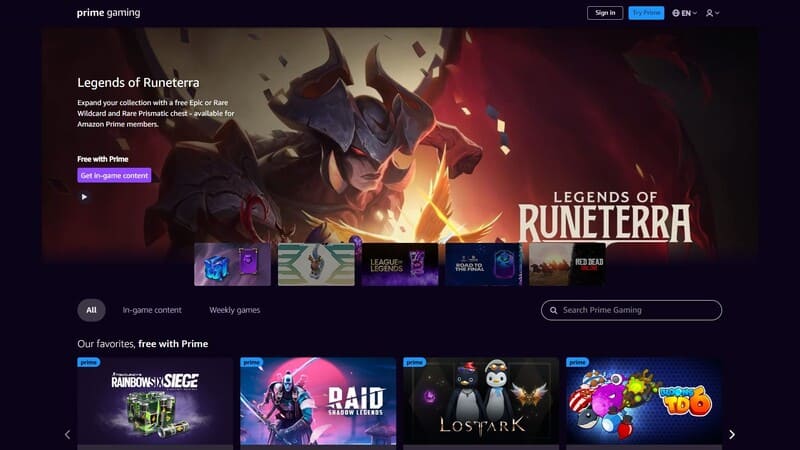 Bước 1 hướng dẫn nhận skin LMHT miễn phí khi trải nghiệm Amazon Prime Video