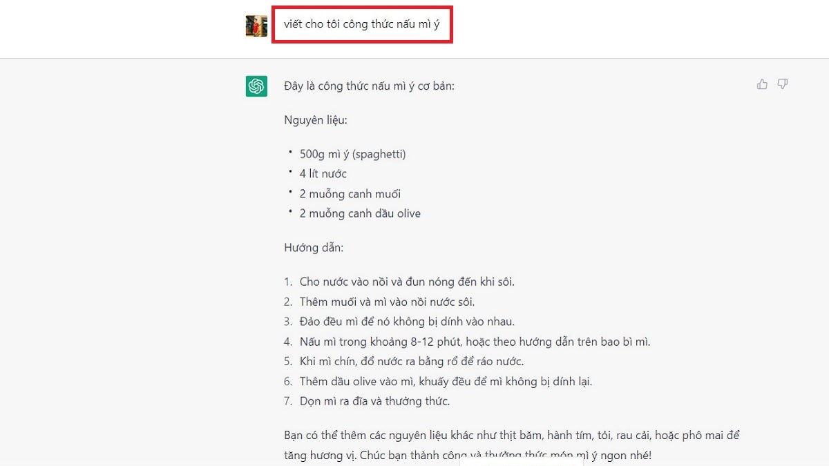 Cách sử dụng Chat GPT để học công thức nấu ăn