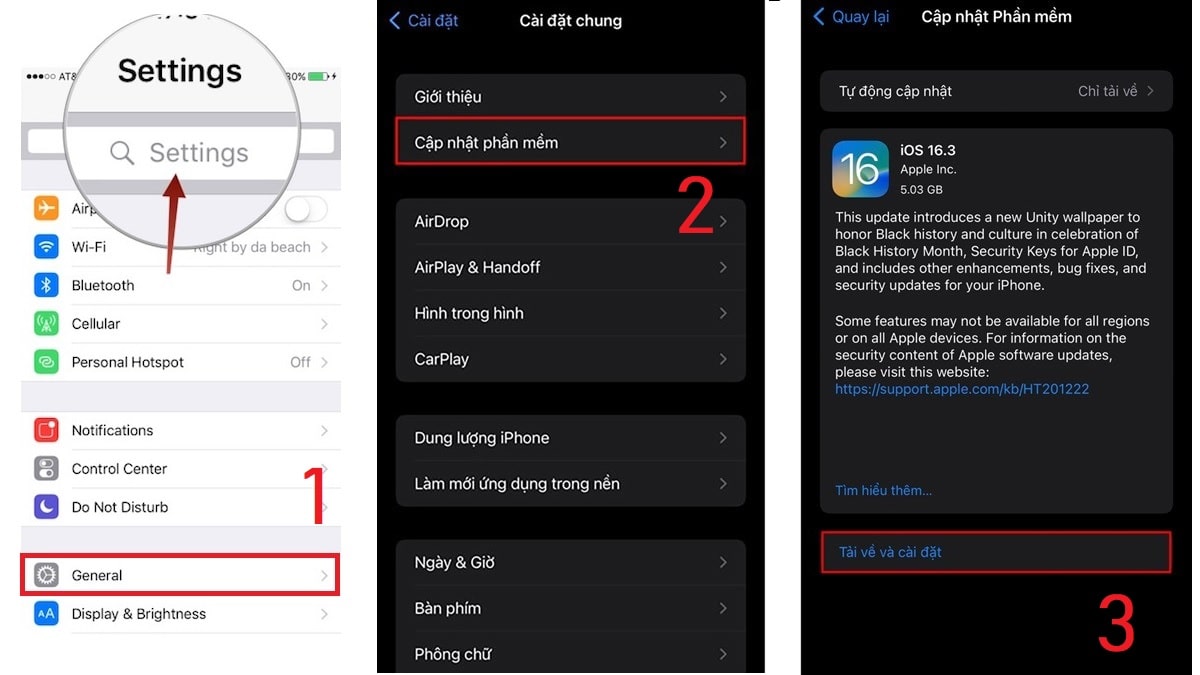 Hướng dẫn cách cập nhật iOS 16.3 bước 5