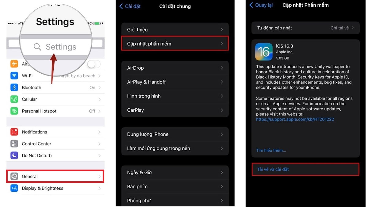 Hướng dẫn cách cập nhật iOS 16.3 bước 1