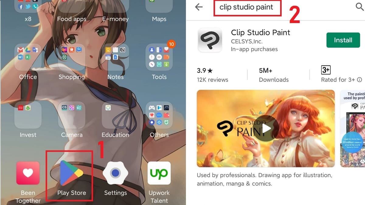 Tải clip studio paint trên điện thoại Android