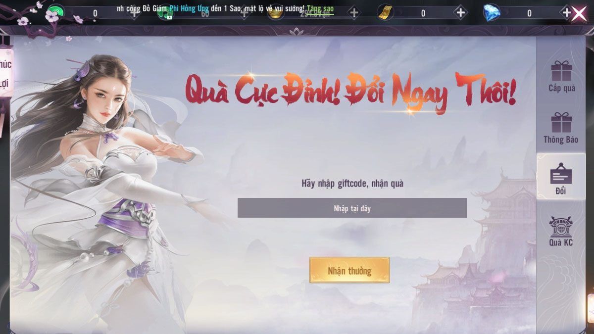 Cách nhập code Chiến Giới 4D đơn giản bước 3