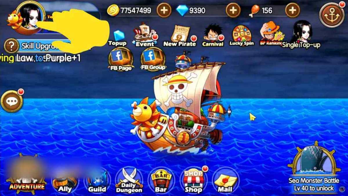 Cách nhập code Sunny Pirates đơn giản bước 1