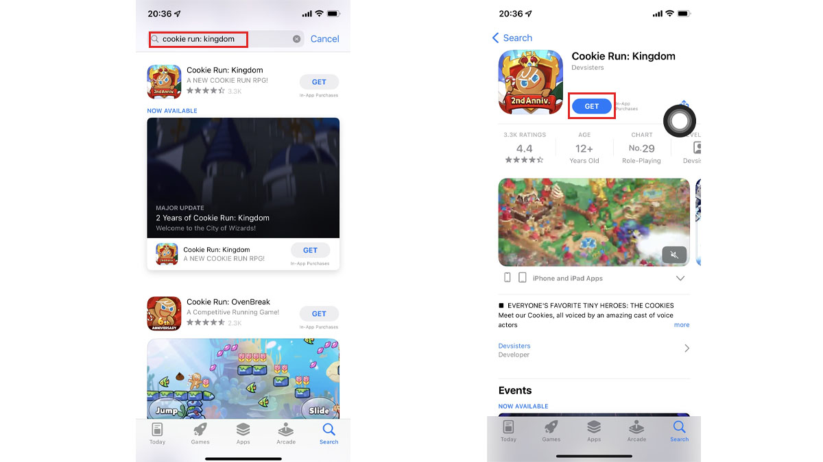 Cách tải Cookie Run: Kingdom trên iOS bước 2
