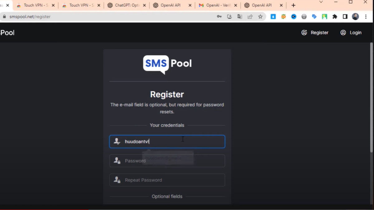 Cách đăng ký tạo tài khoản ChatGPT chi tiết bằng SMSPool bước 7