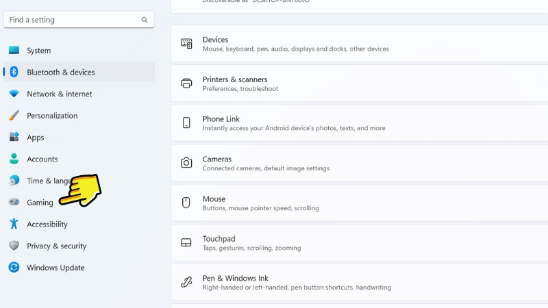 Kích hoạt chế độ Gaming trên windows 11- Bước 1