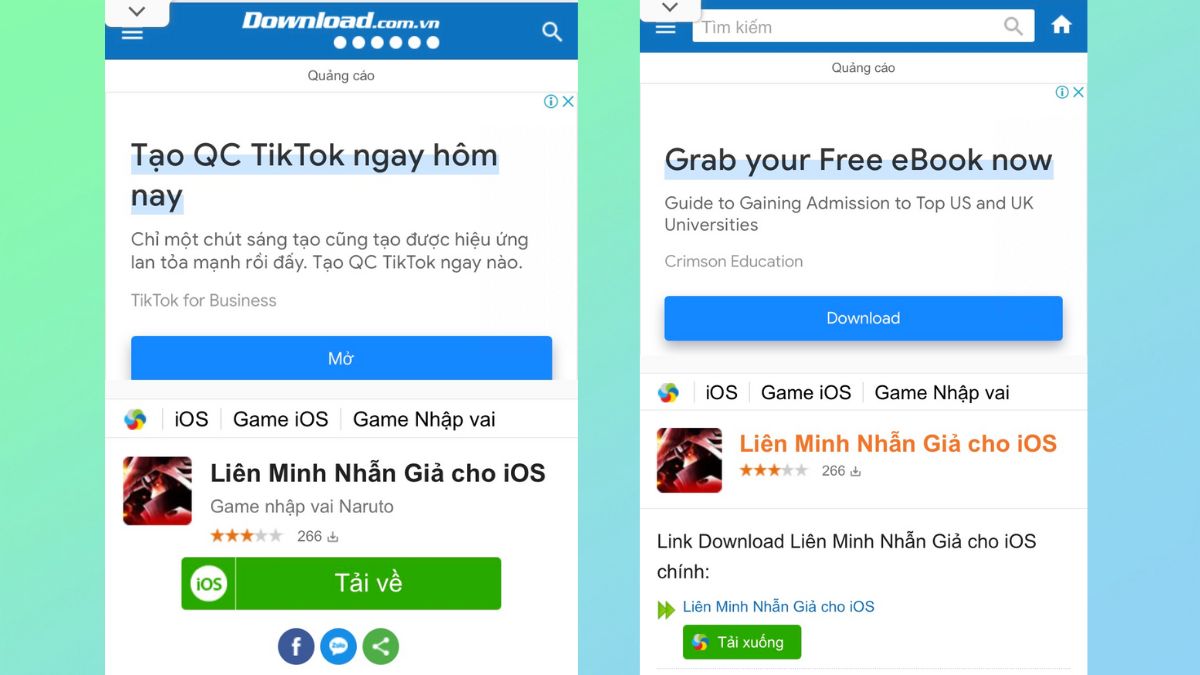 Cách tải game Liên Minh Nhẫn Giả trên iOS bước 1