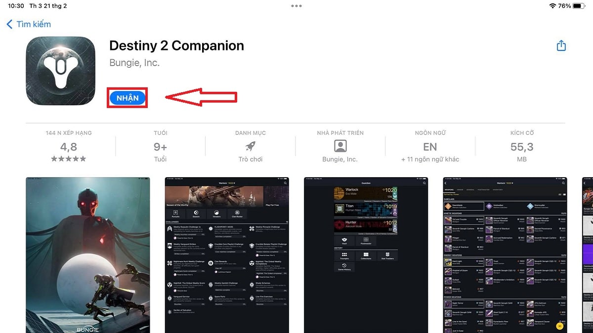 Tải Destiny 2 Companion trên iOS