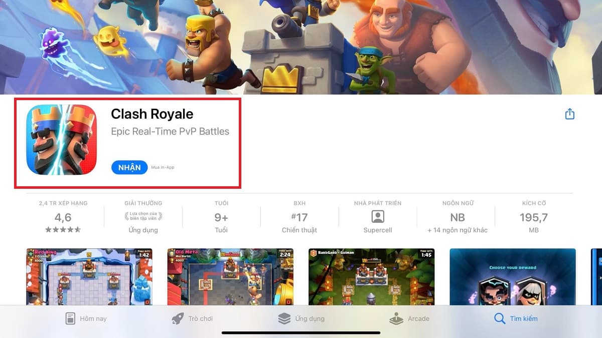 hướng dẫn tải clash royale trên iOS