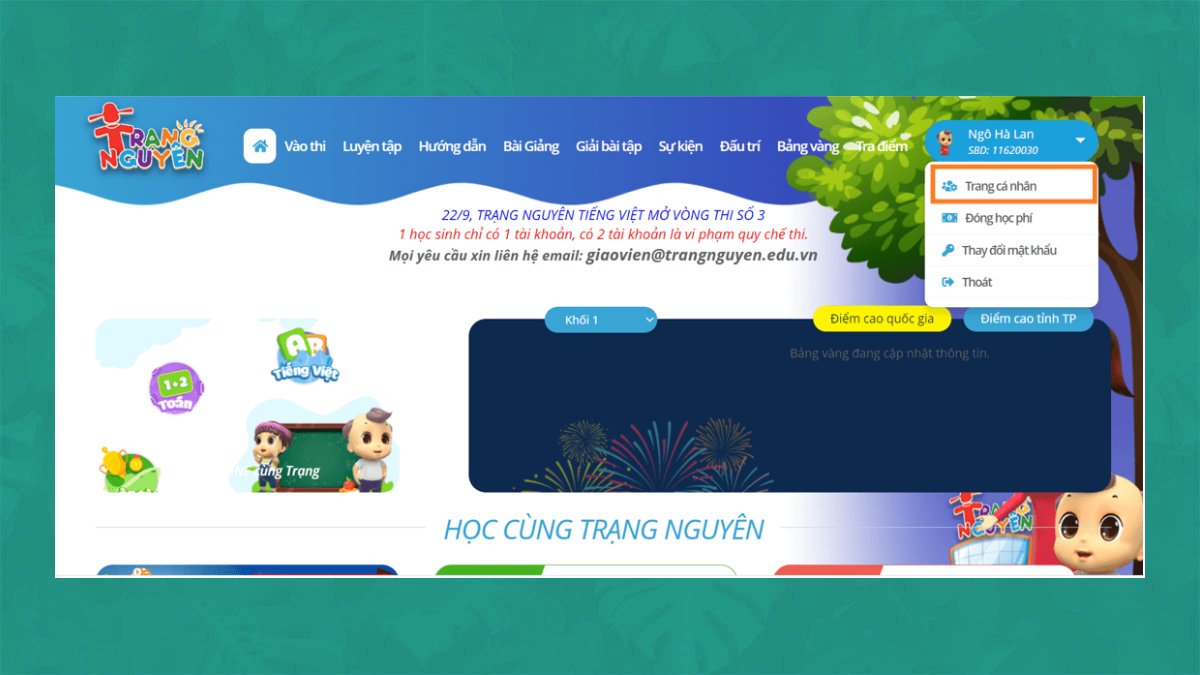 Cách đăng ký tài khoản Trạng Nguyên Tiếng Việt bước 4