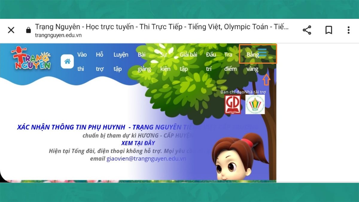 Cách đăng nhập Trạng Nguyên Tiếng Việt trên điện thoại bước 1