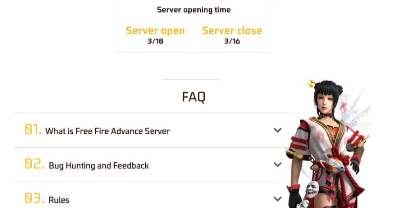 Thời gian bắt đầu Free Fire OB39 Advance Server