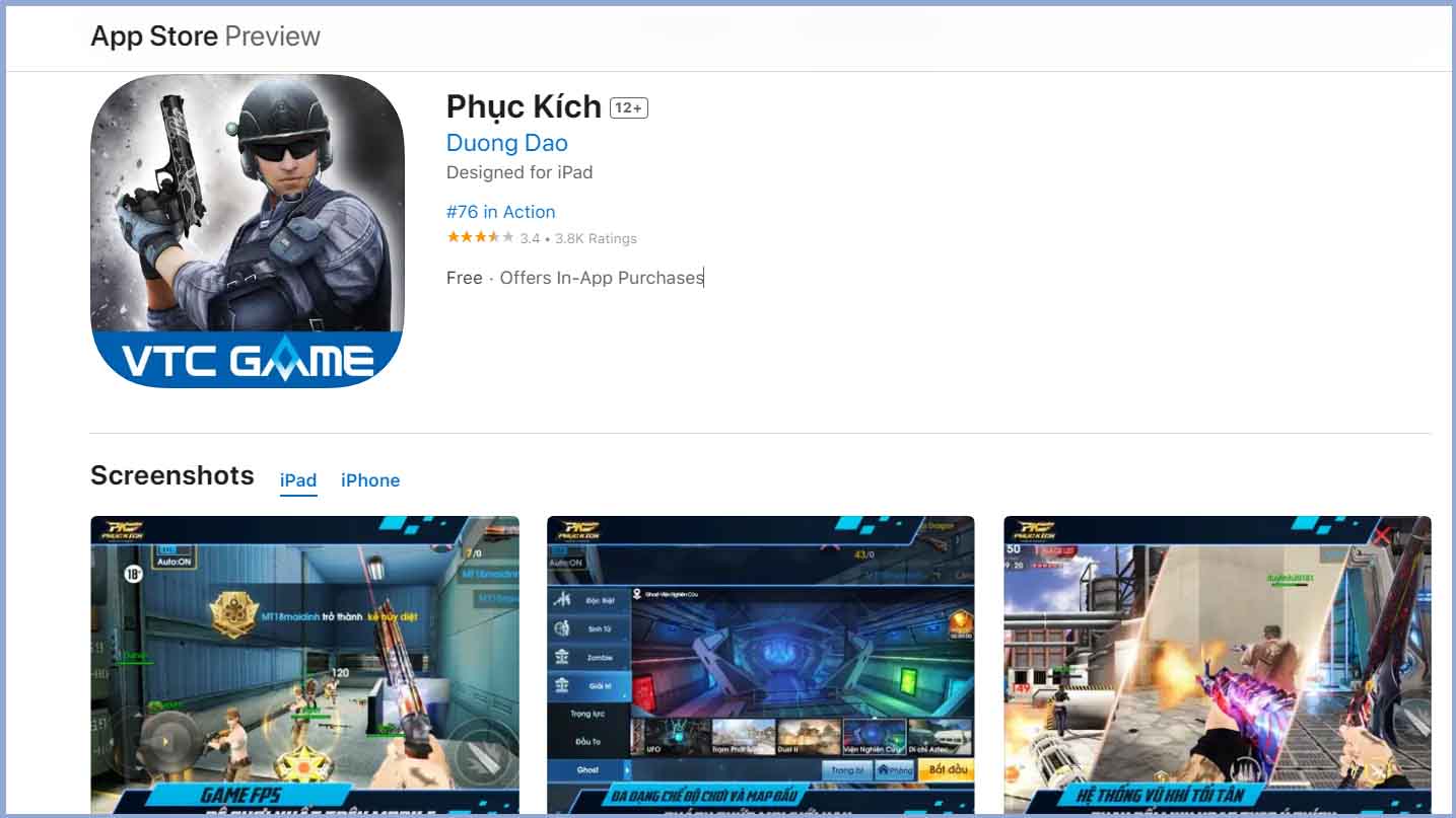 Cách tải phục kích trên điện thoại iOS