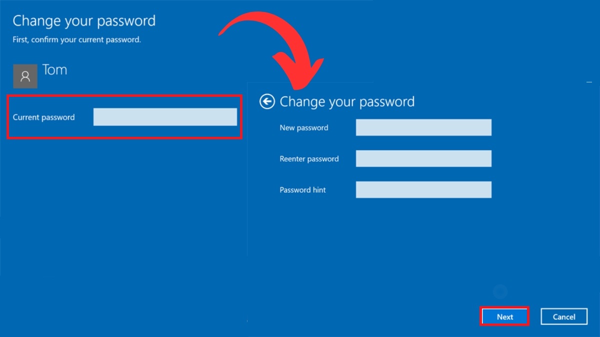 Cách thay đổi mật khẩu máy tính bằng Settings bước 3