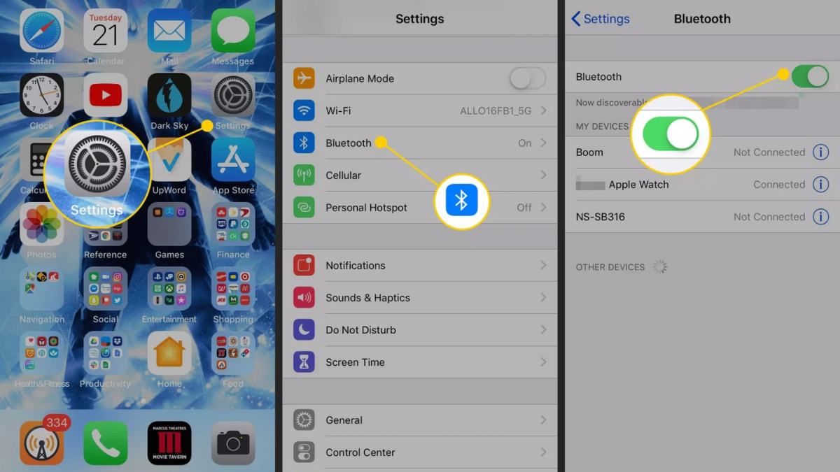 Cách mở loa Bluetooth trên điện thoại iPhone bước 1