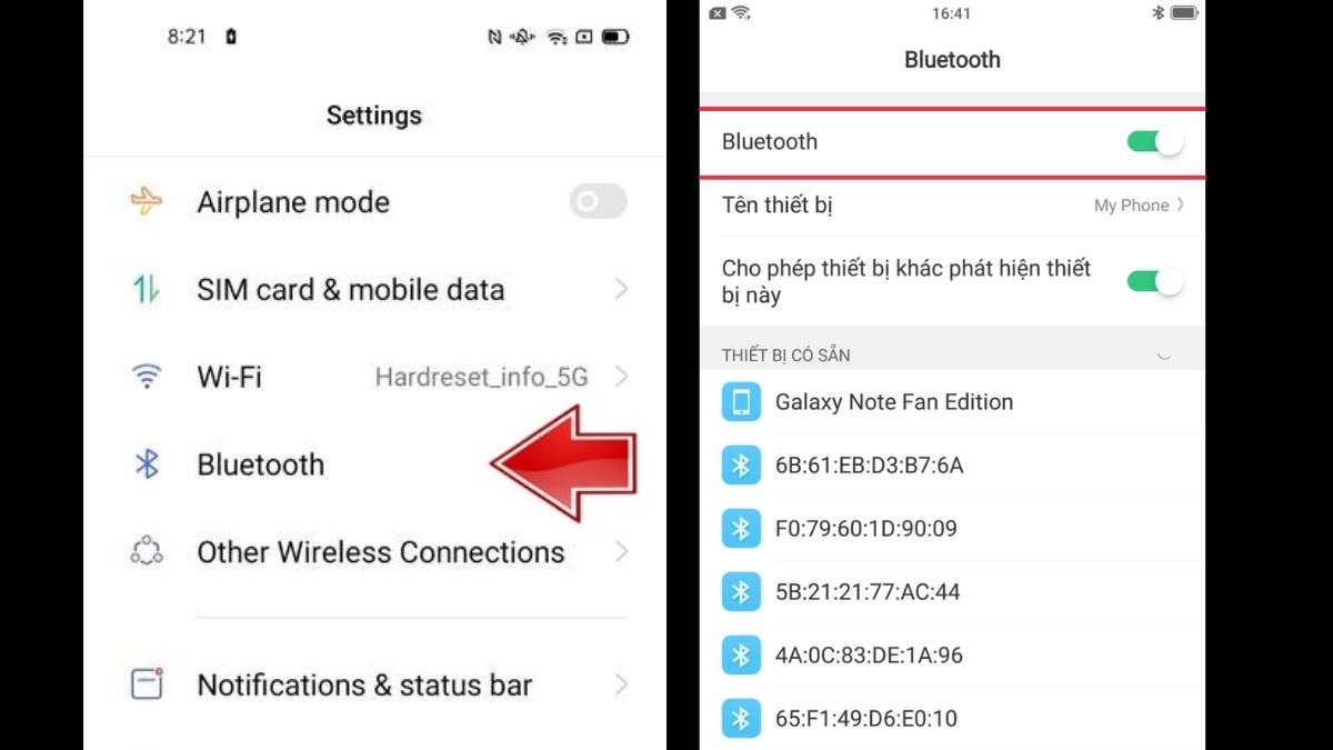 Cách mở loa Bluetooth trên điện thoại OPPO bước 1