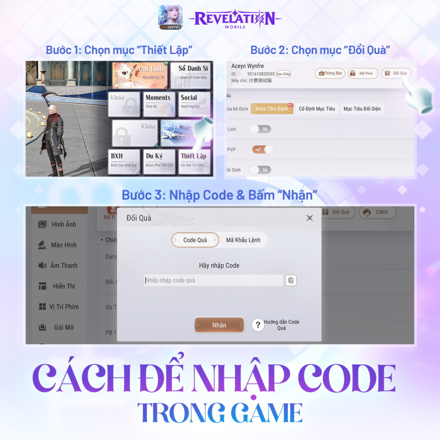 giftcode revelation thiên dụ mobile