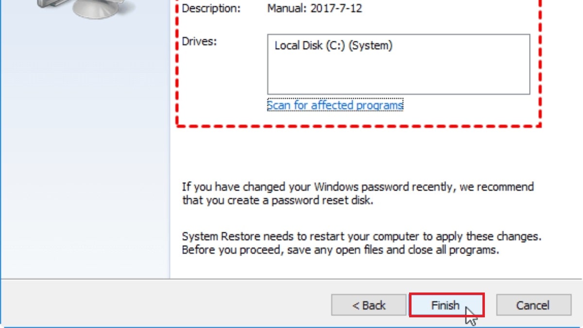 Hướng dẫn Cách reset máy tính khi bị đơ bằng System Restore Point