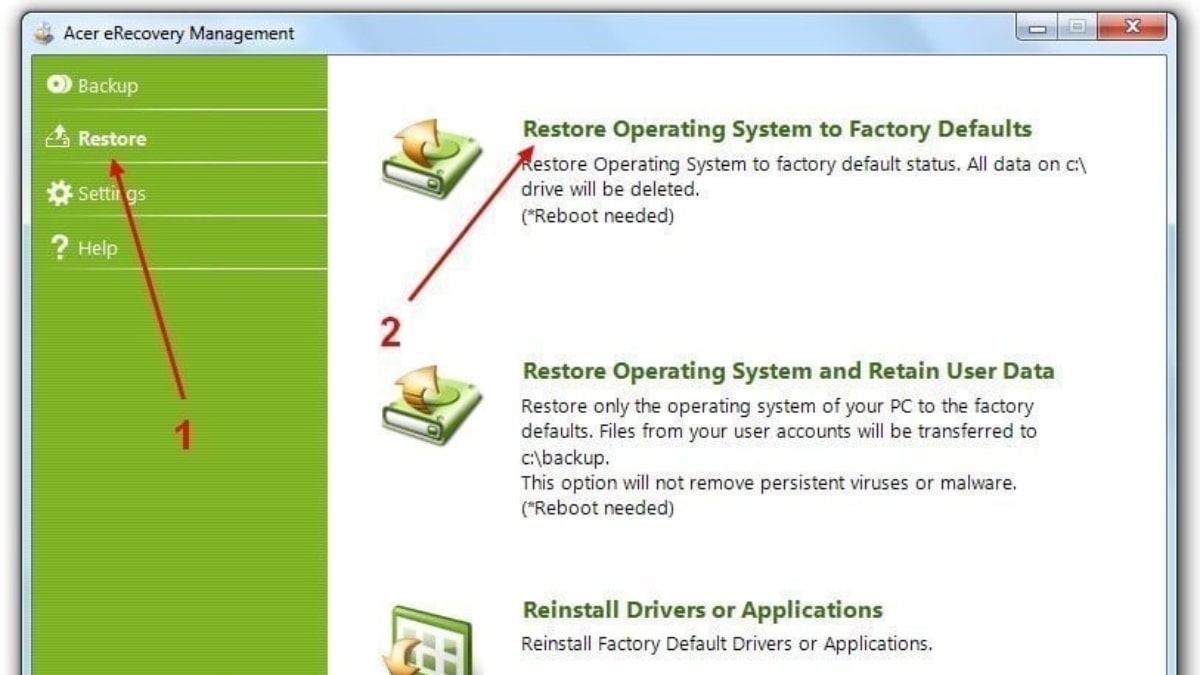 Cách reset máy tính bằng chế độ Recovery