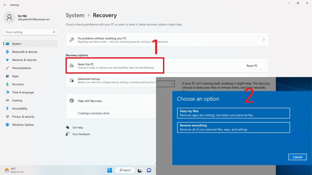 Cách reset máy tính Win 11 bằng Recovery bước 3
