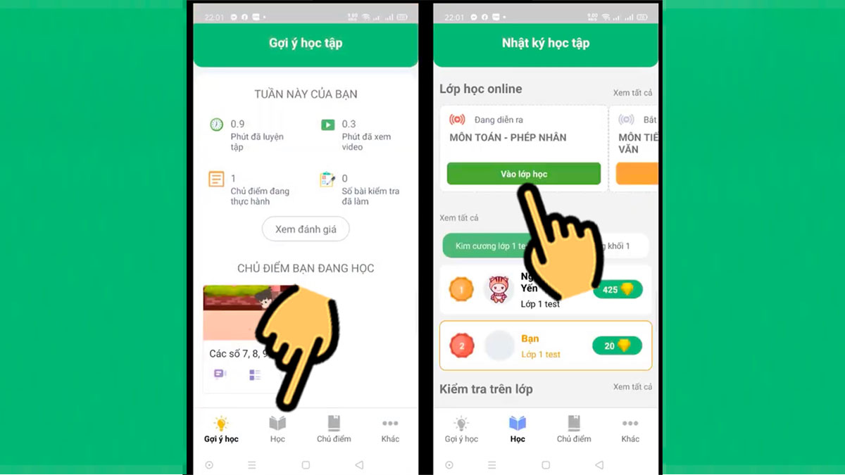 Hướng dẫn vào lớp học online trên điện thoại bước 3