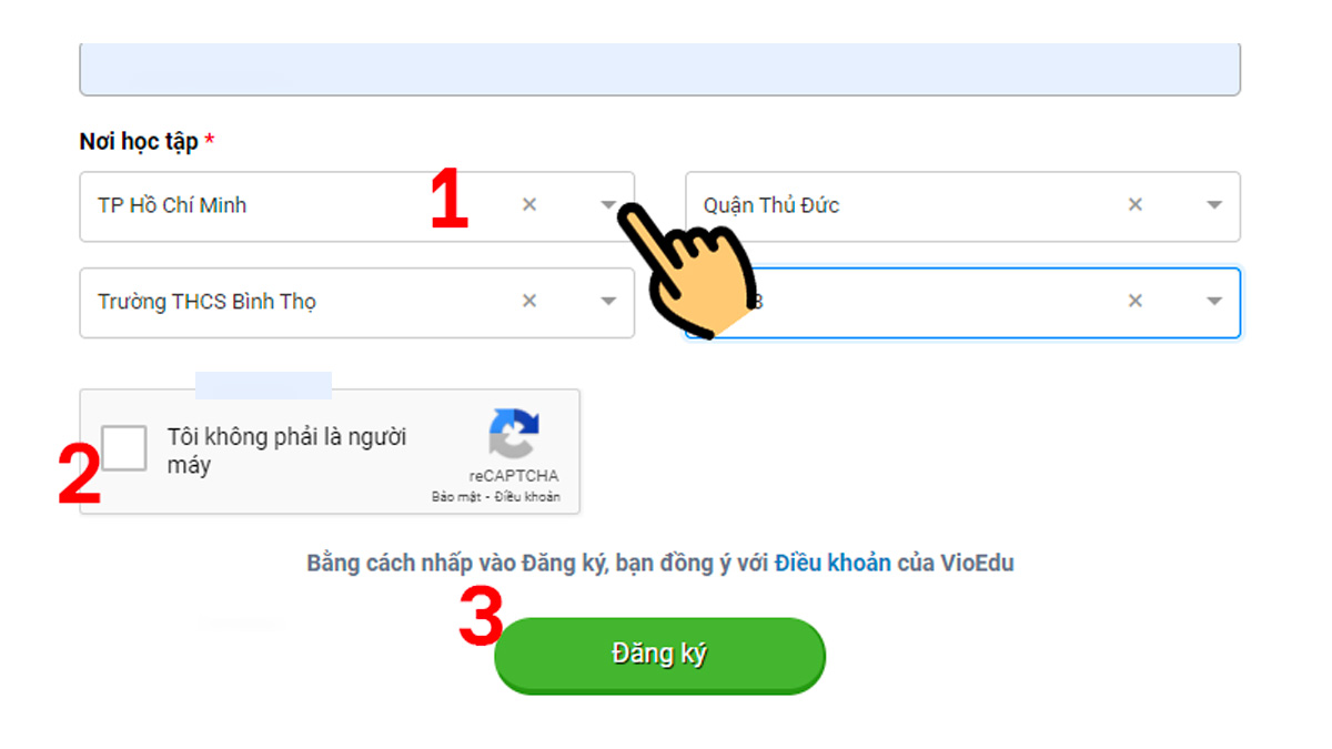 Cách đăng ký tài khoản VioEdu nhanh chóng cho học sinh bước 3
