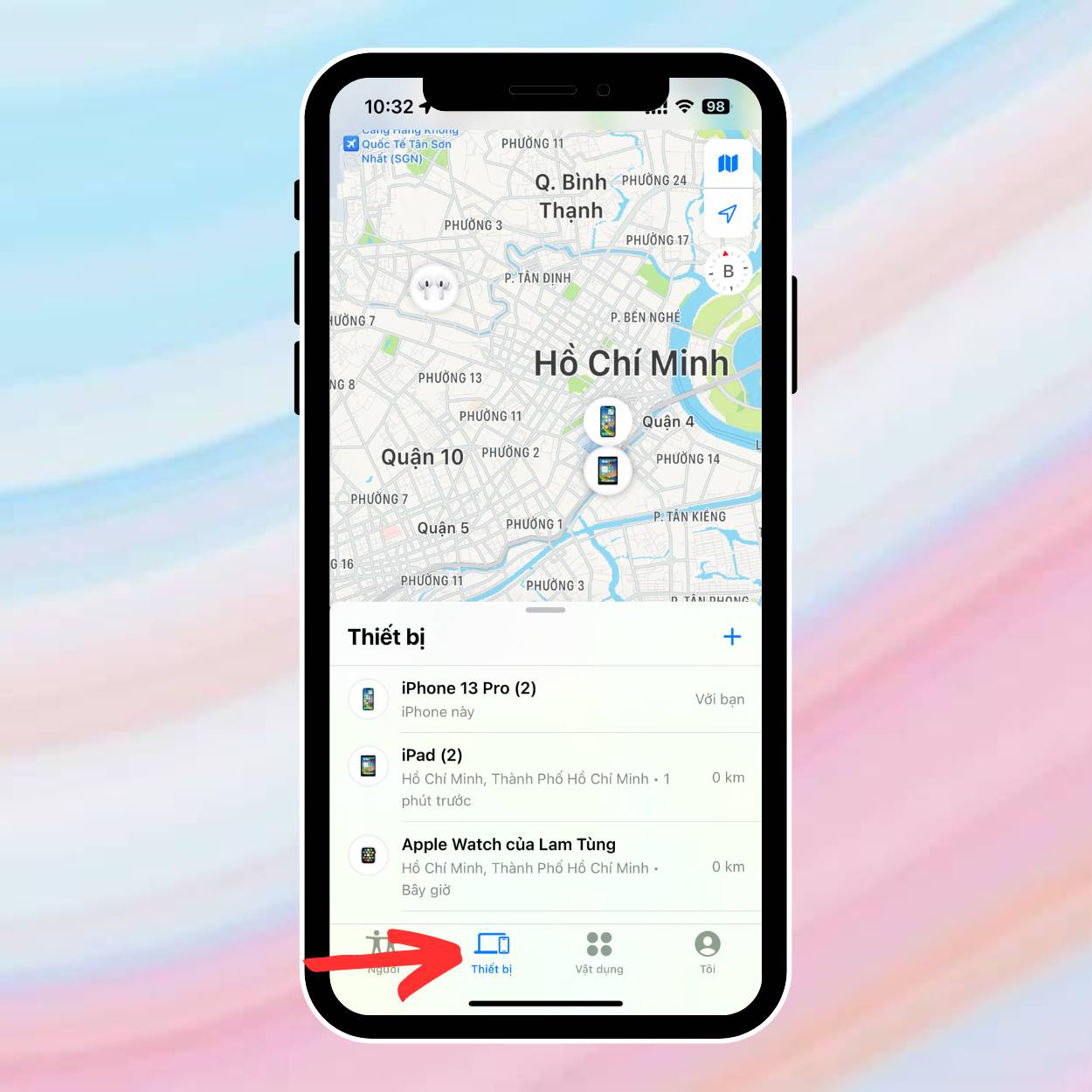 Sử dụng ứng dụng Find My (Tìm) trên iPhone - Bước 2