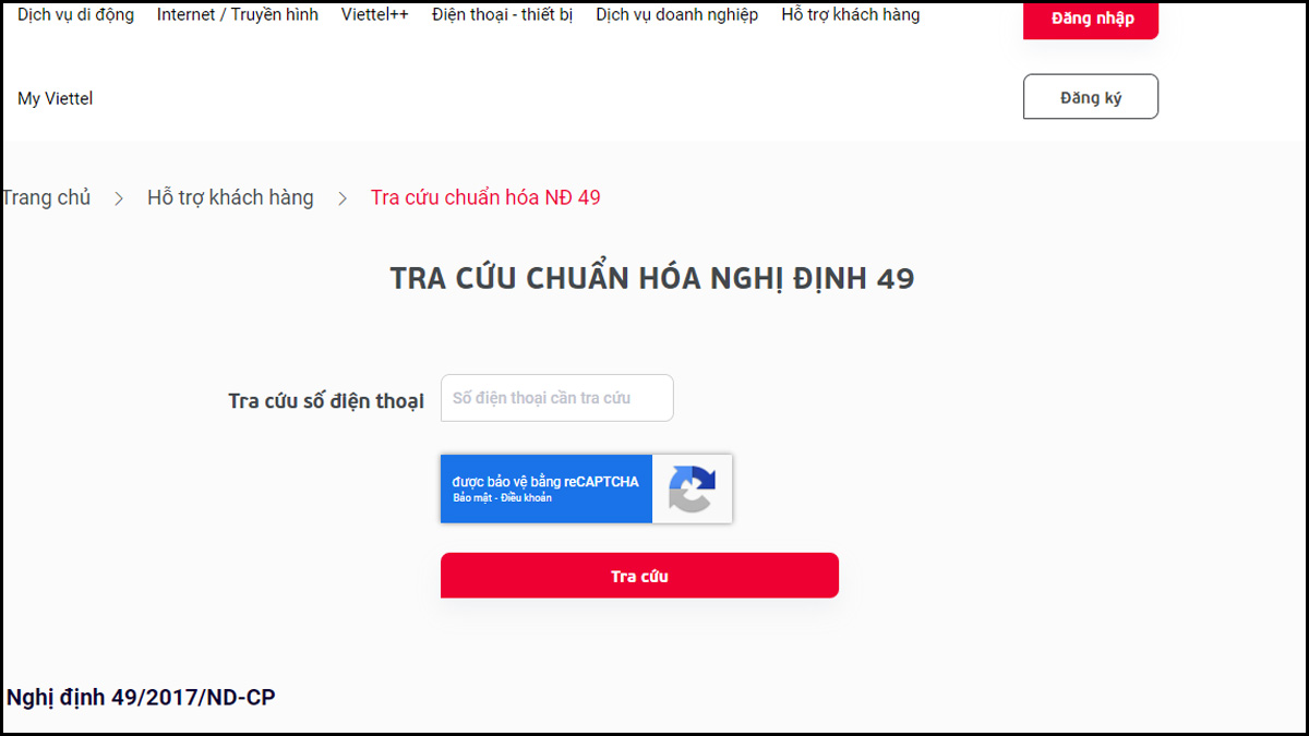Tra cứu thông tin thuê bao Viettel cần cập nhật