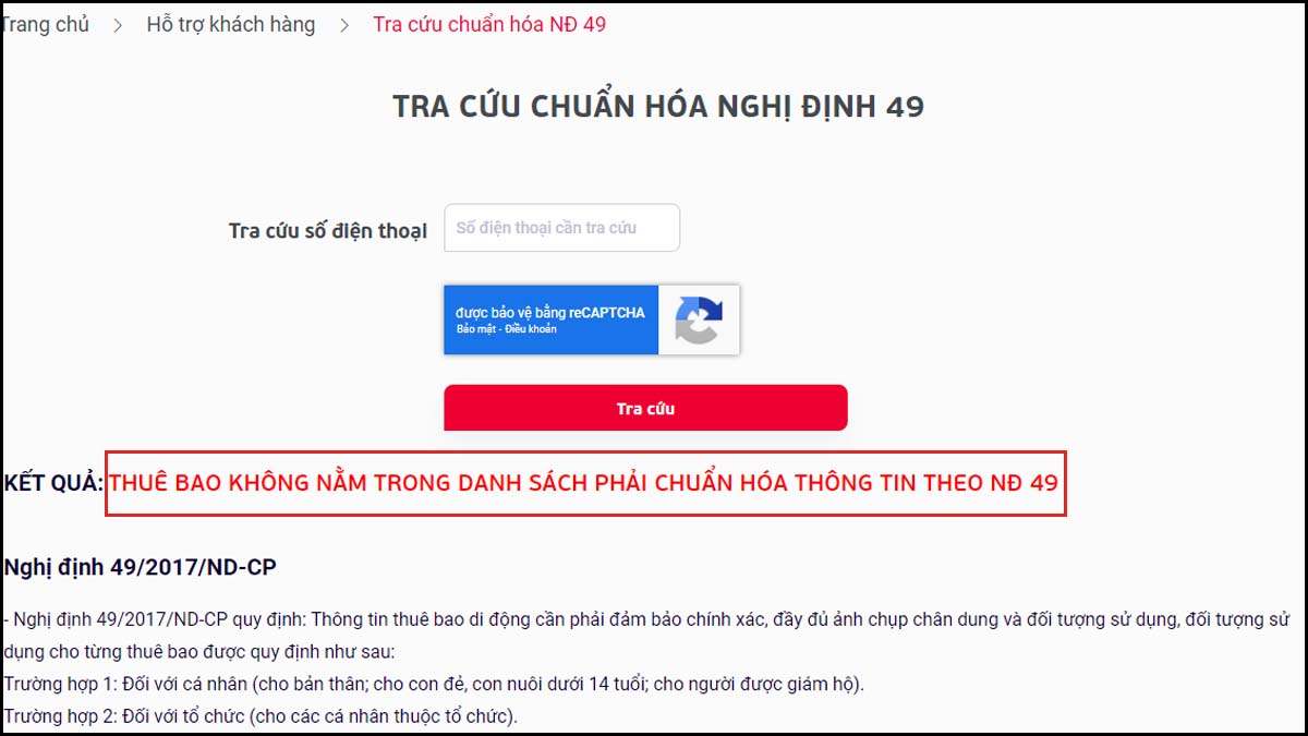 Tra cứu thông tin thuê bao Viettel cần cập nhật bước 3