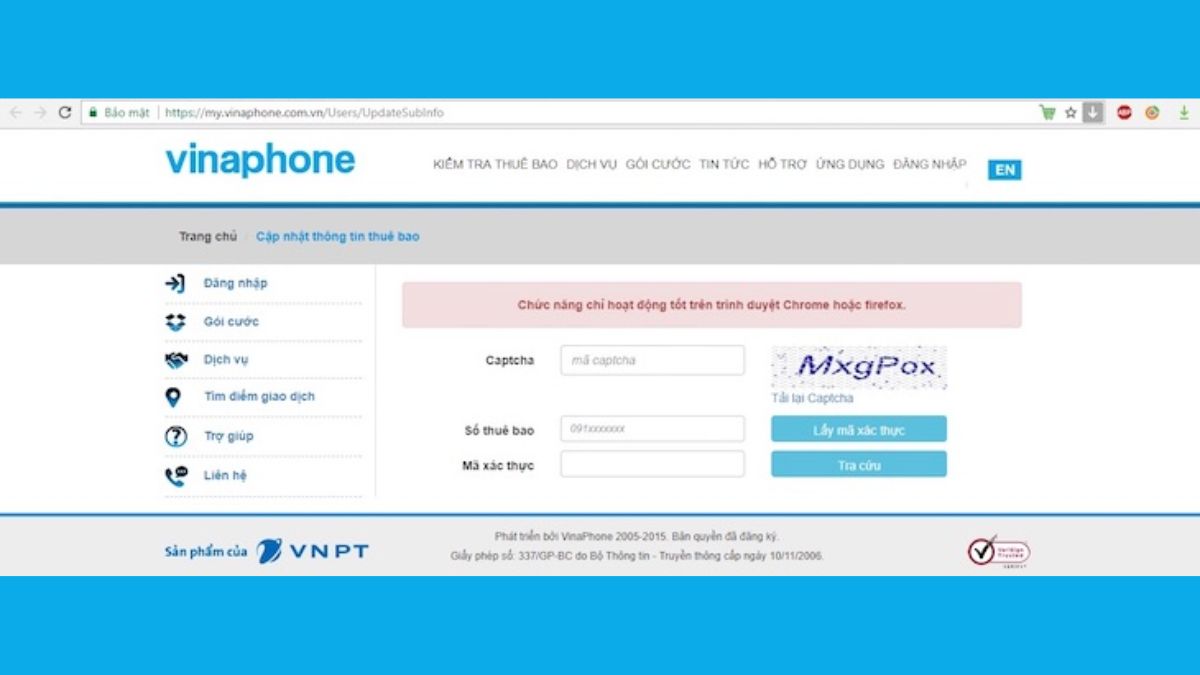 Cập nhật thông tin thuê bao VinaPhone online đơn giản, nhanh chóng