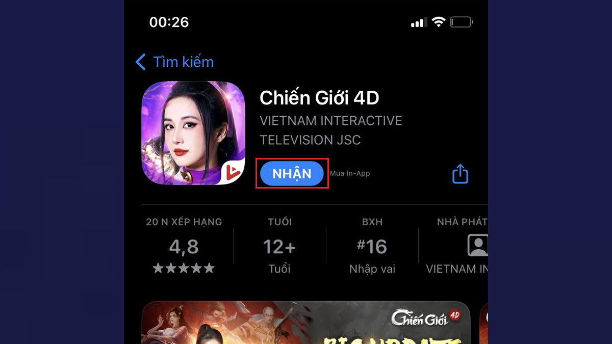 Hướng dẫn Cách tải Chiến Giới 4D trên điện thoại iOS