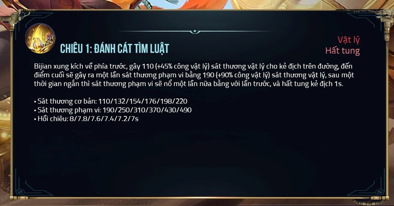 Chiêu 1 bộ kỹ năng tướng mới Bijian LQM