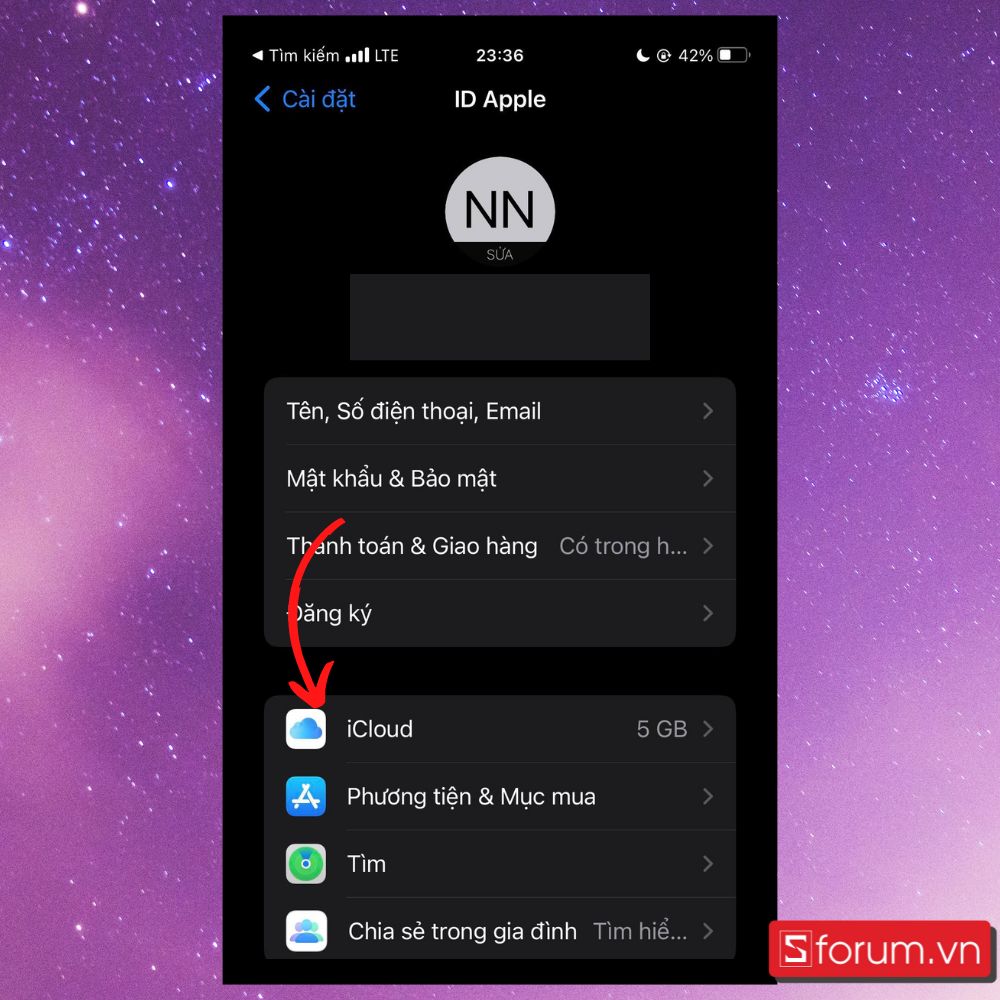 Cách hủy gói dung lượng iCloud free - Bước 2 