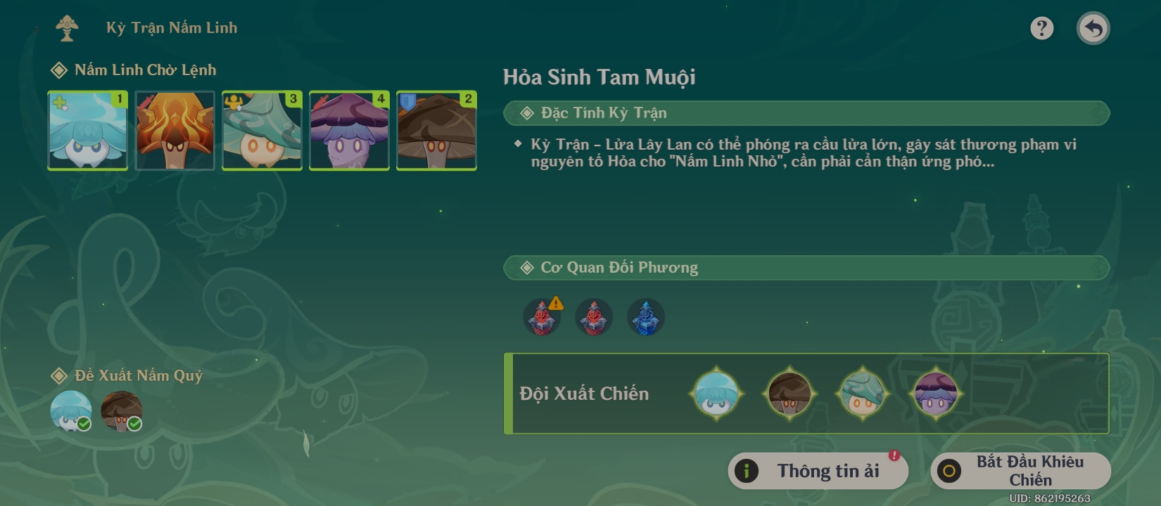 Lập tổ đội nấm linh phù hợp 