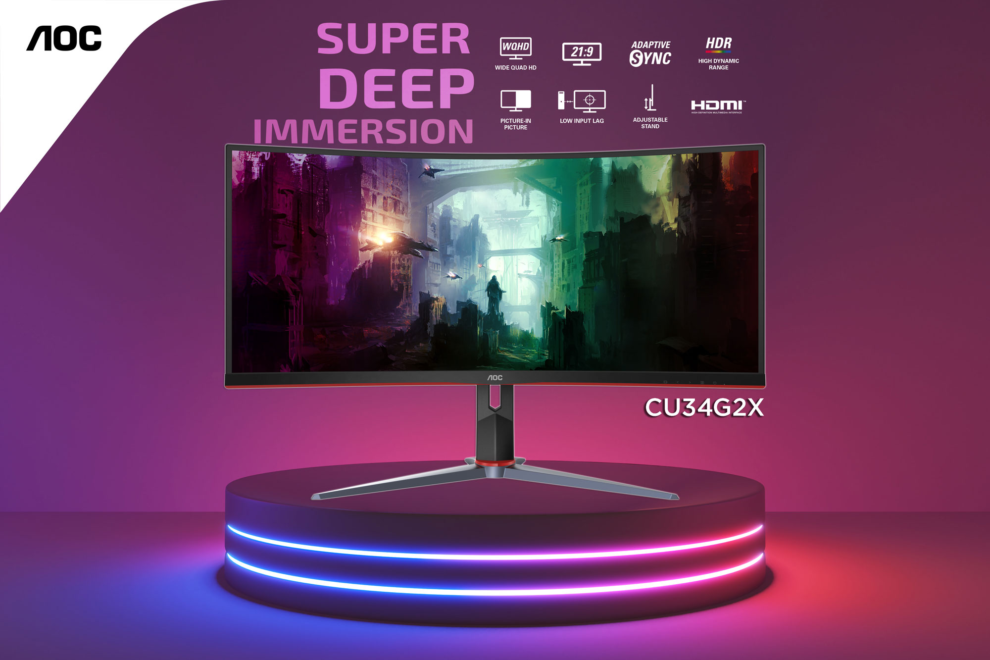 Màn hình Ultrawide AOC CU34G2X 1