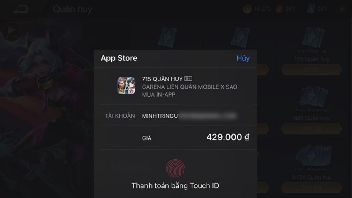 Cách nạp thẻ Liên Quân trên điện thoại IOS bước 2